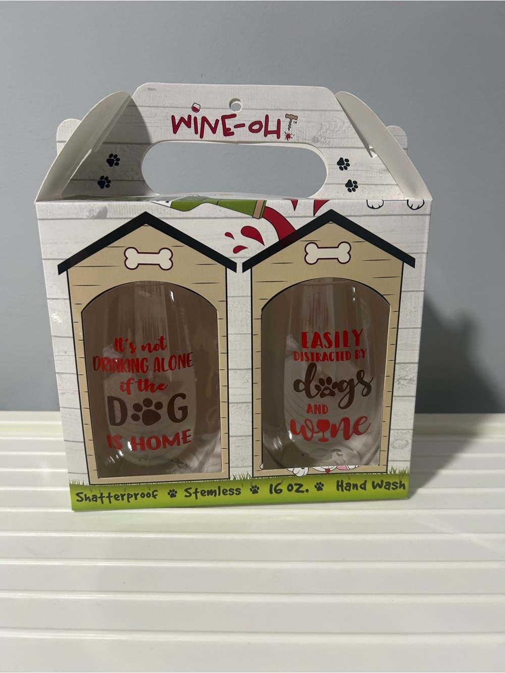 NWT Dog & Wine Shatterproof Plastic Stemless Wine Glasses 🐾 🍷